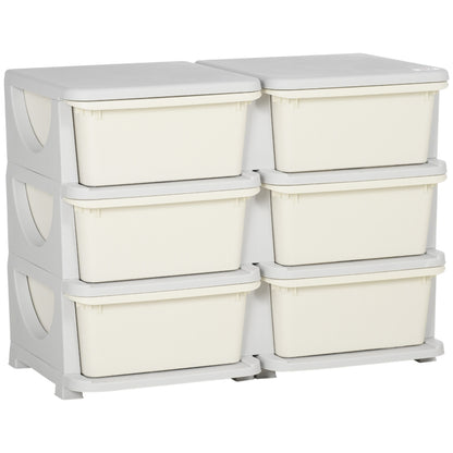 Nancy's Preston Opbergkast voor Kinderen - Speelgoed Organizer - Ladekast - Crème Wit / Grijs - ± 75 x 40 x 55 cm