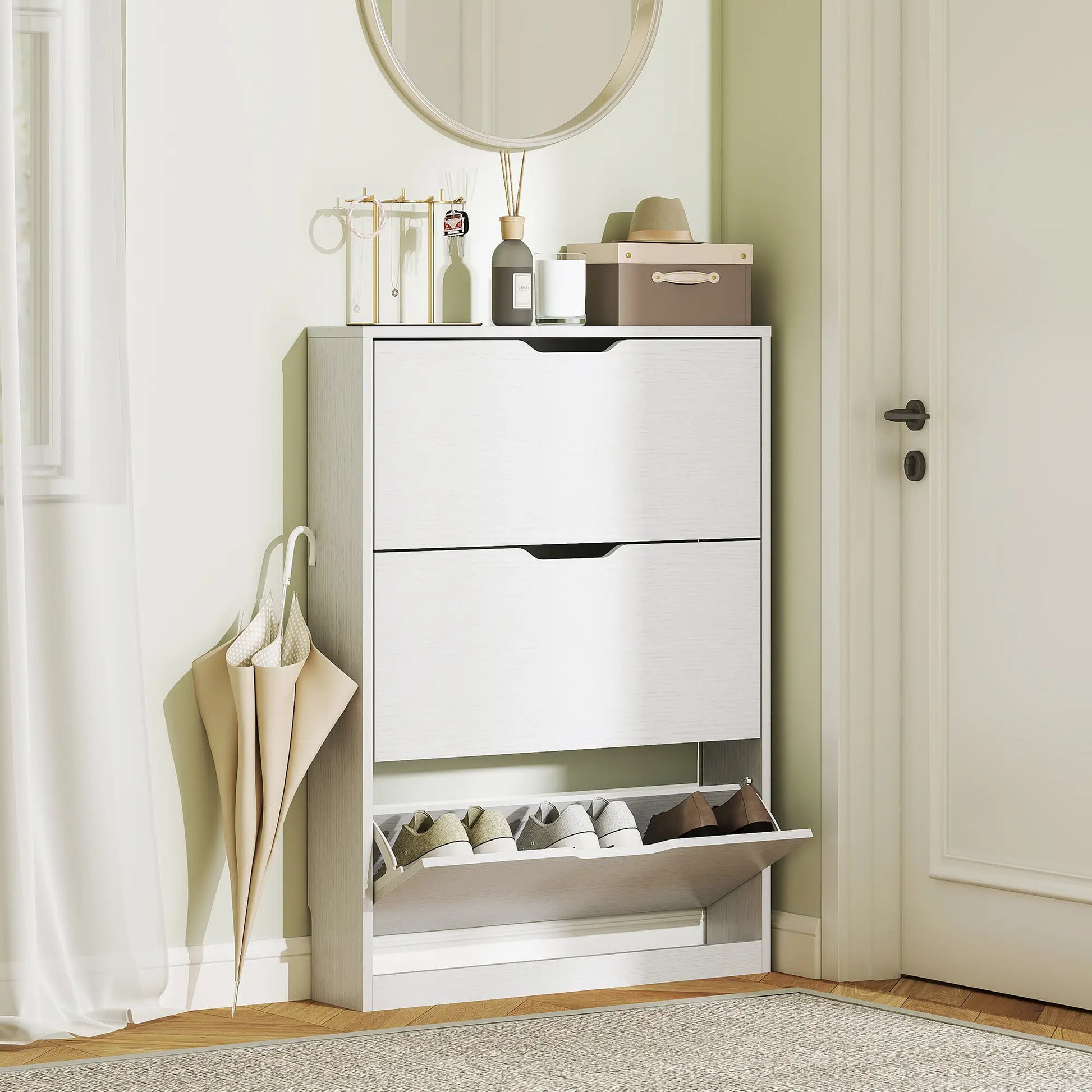 Nancy's Cropani Schoenenkast - Opbergkast voor Schoenen - Wit - ± 80 x 20 x 110 cm