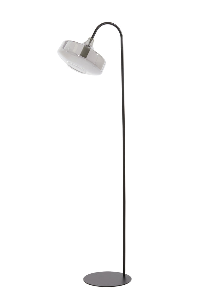 Nancy's Airaes Vloerlamp - Staande Lamp - Zwart / Rookglas - Staal - ± 45 x 30 x 160 cm