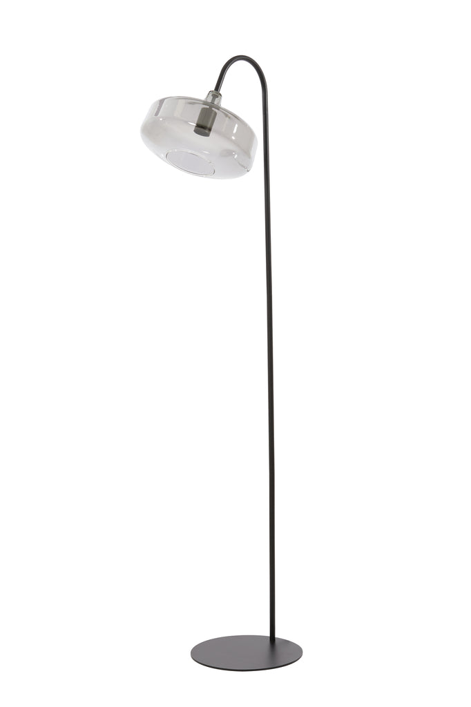 Nancy's Airaes Vloerlamp - Staande Lamp - Zwart / Rookglas - Staal - ± 45 x 30 x 160 cm
