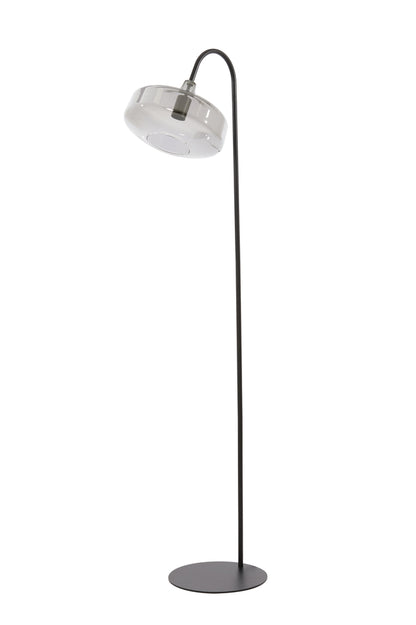 Nancy's Airaes Vloerlamp - Staande Lamp - Zwart / Rookglas - Staal - ± 45 x 30 x 160 cm