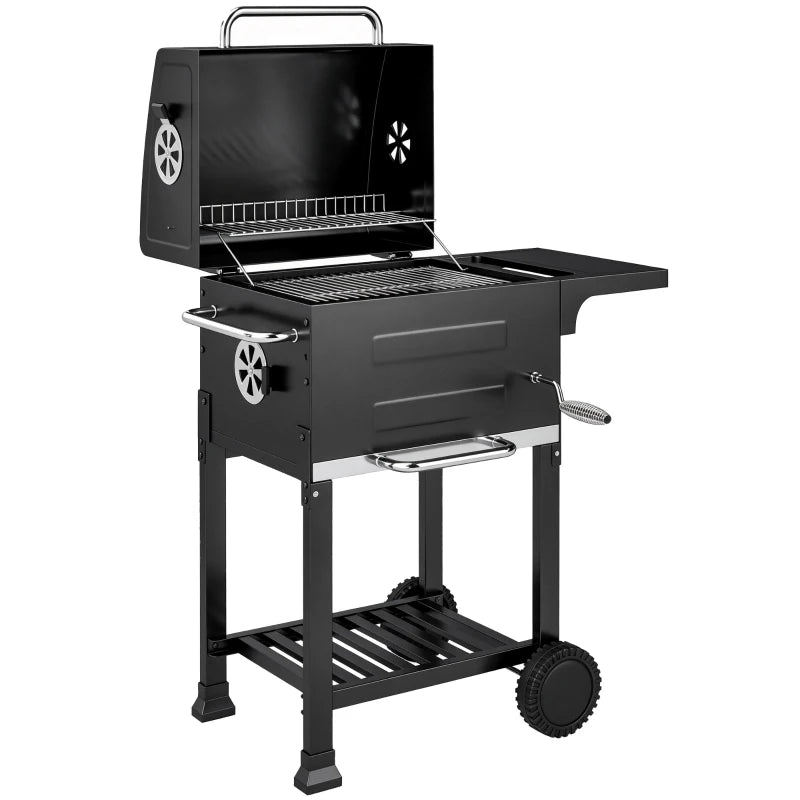 Nancy's Scordia Barbecue - Houtskoolbarbecue - Compacte BBQ - Thermometer - RVS Grillrooster - Zwart