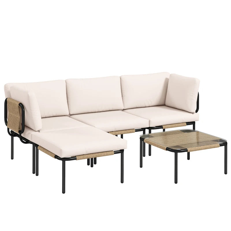 Nancy's Sinalunga Loungeset - Tuinset - Tuinmeubelset - Lounge Set - Kaki / Hout - Rotan