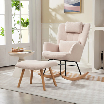 Nancy's Malcesine Schommelstoel - Relaxstoel - Relaxfauteuil - Beige - Fleece