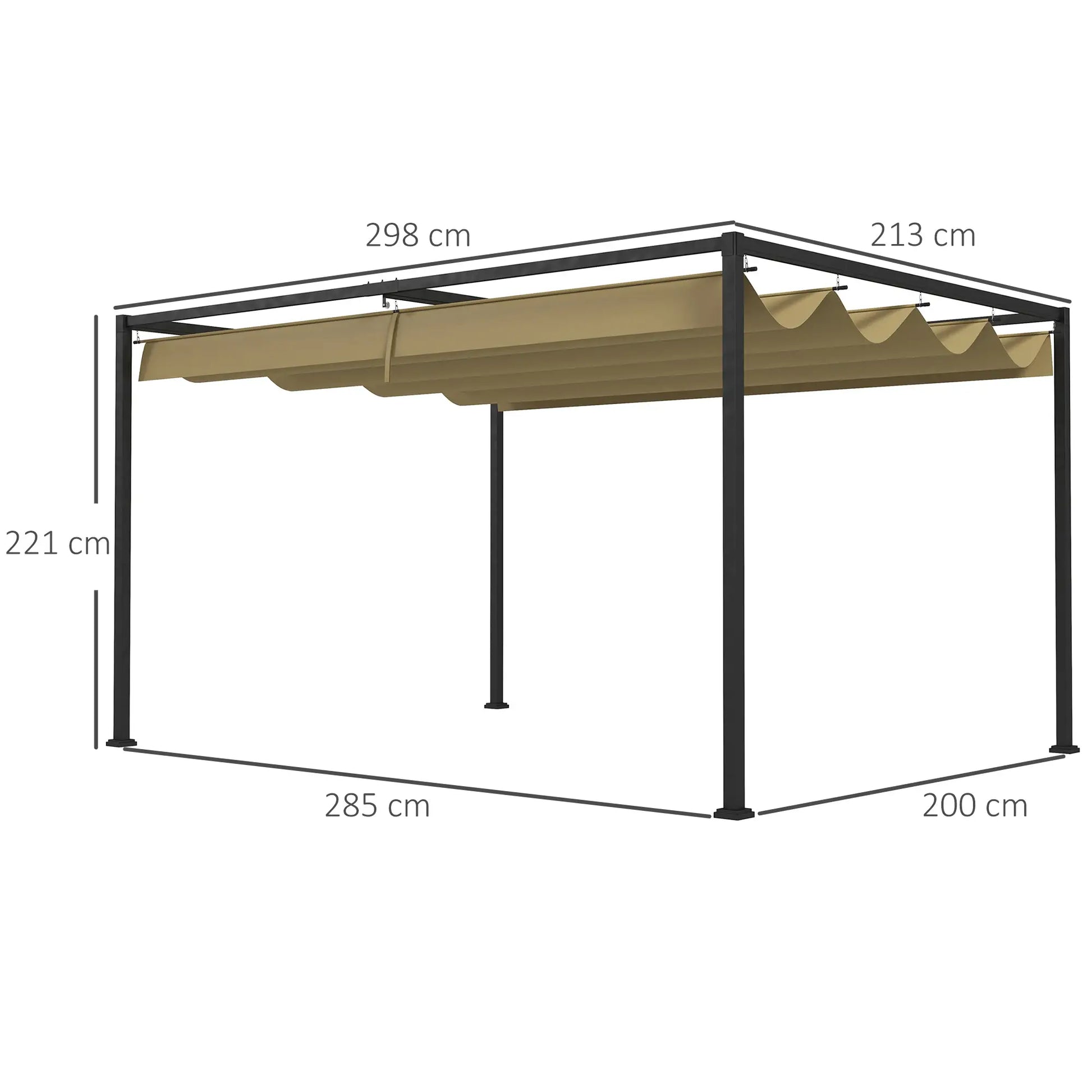 Nancy's Gondomil Pergola - Paviljoen - Terrasoverkapping - Kaki - ± 300 x 210 x 220 cm