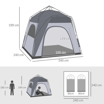 Nancy's Ghedi Kampeertent - Campingtent - Koepeltent - Grijs - 240 x 240 x 200 cm
