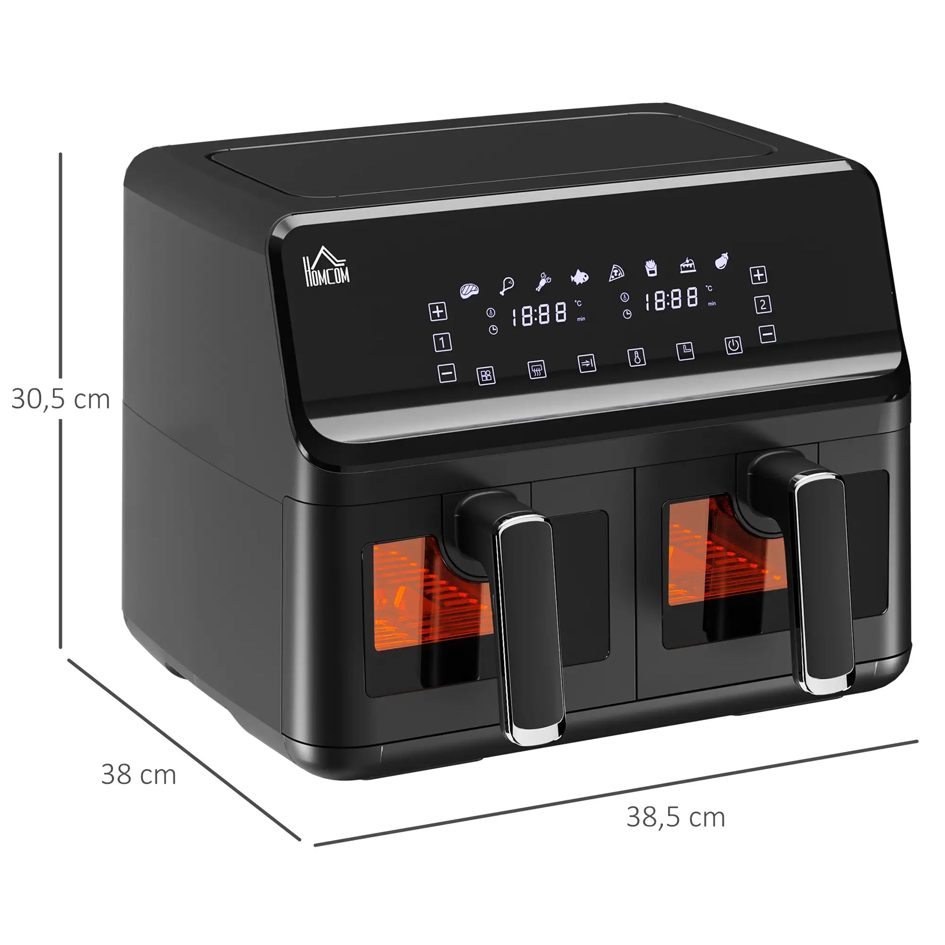 Nancy's Portimão Dubbele Heteluchtfriteuse - Dubbele Airfryer - Touchscreen - Zwart