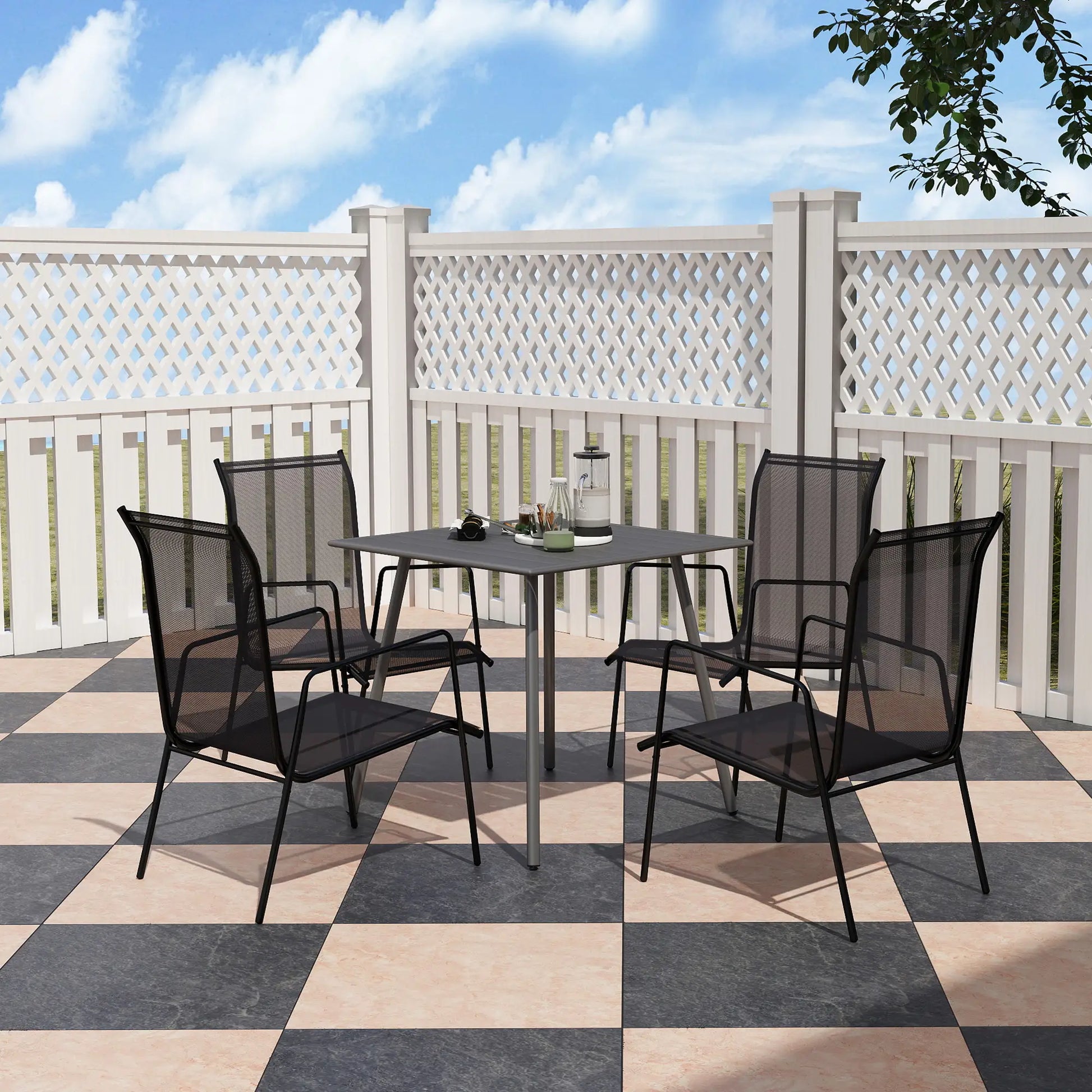 Nancy's Ceccano Tuintafel - Terrastafel - Balkontafel - Grijs - Staal - ± 80 x 80 x 75 cm