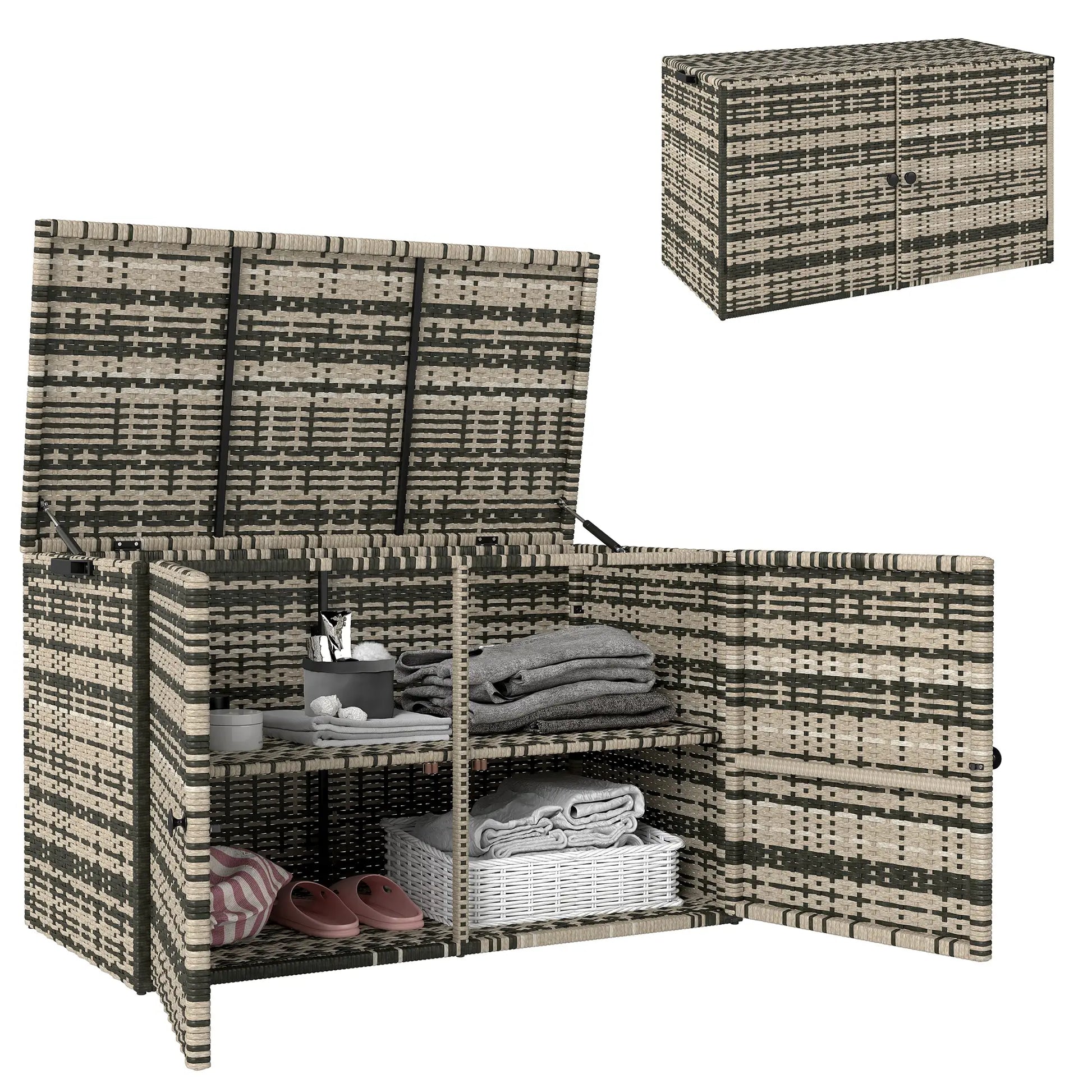 Nancy's Gesualdo Tuinkussenbox - Kussenbox - Opbergbox voor Buiten - Rotan - ± 120 x 55 x 70 cm
