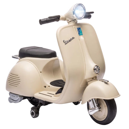 Nancy's Tolmezzo Elektrische Vespa voor Kinderen - Muziek en LED-koplamp - Afneembare zijwieltjes - Wit / Zwart