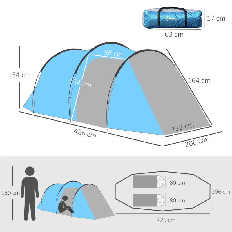 Nancy's Epsinhel Kampeertent - Camping tent - 2 tot 3 personen - Blauw - ± 425 x 205 x 155 cm