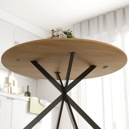 Nancy's Lavarone Ronde Eettafel - Eiken / Zwart - Ø120 x 75H cm