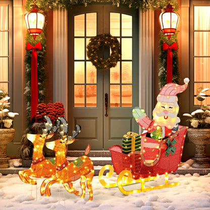 Nancy's Tendais Kerstman op Slee met Rendieren - Kerstverlichting - Kerstdecoratie voor Buiten - Lichtgevende Kerstman 
