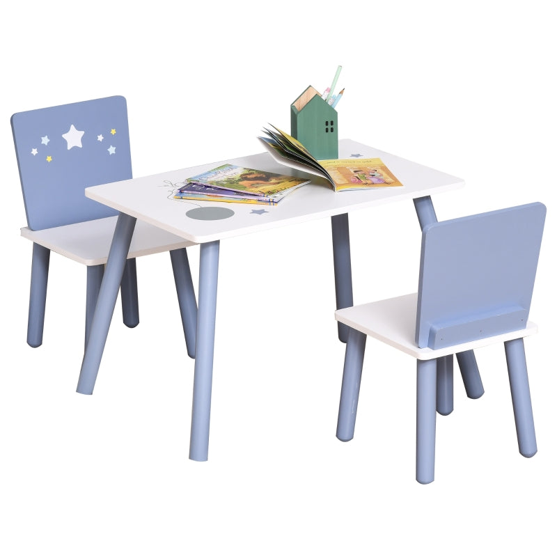 Groupe de sièges pour enfants 3 pièces Nancy's Skeeby, meubles pour enfants pour les tout-petits, bois bleu + blanc