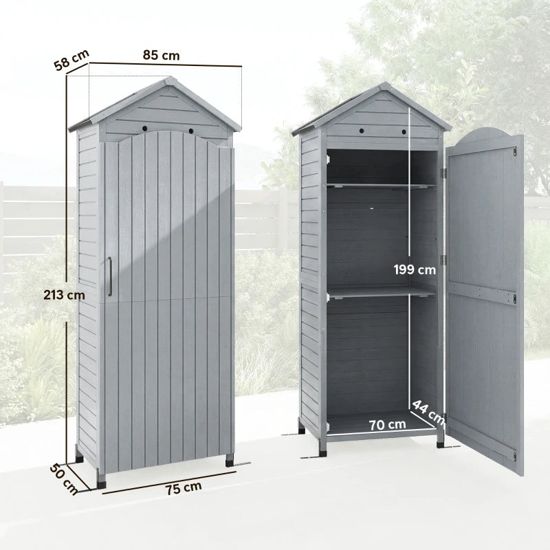 Nancy's Sale Tuinkast - Tuinschuur - Opbergkast voor buiten - Grijs - Dennenhout - ± 85 x 60 x 215 cm