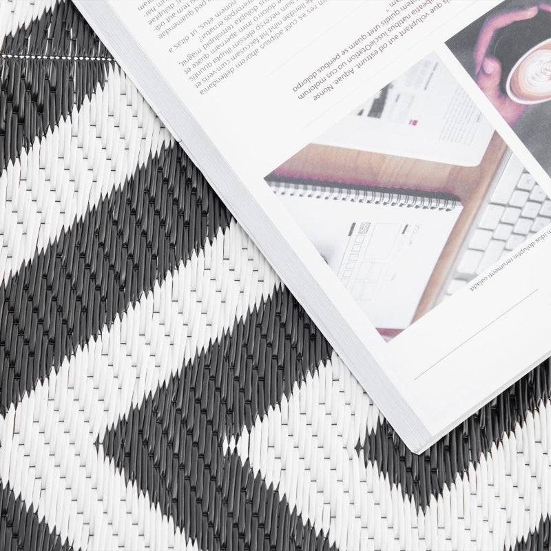 Nancy's Bavaro Buitenkleed - Tuintapijt - Vloerkleed - Tuinkleed - Zwart / Wit - 121 x 182 cm