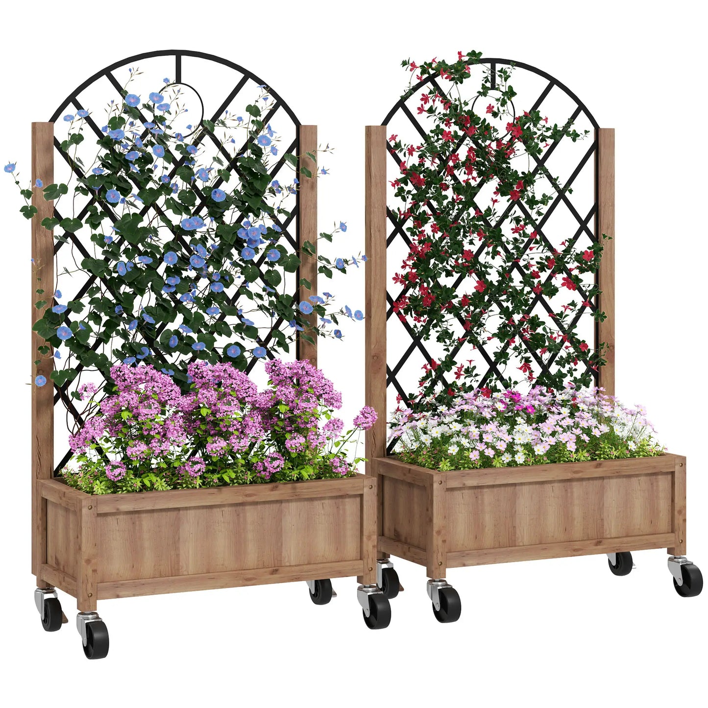 Nancy's Cento Plantenbakken Set van 2 - Plantenrek - Tuinrek - Plantenbed - Dennenhout - ± 50 x 25 x 100 cm