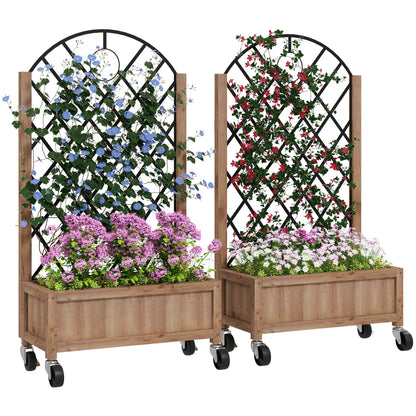 Nancy's Cento Plantenbakken Set van 2 - Plantenrek - Tuinrek - Plantenbed - Dennenhout - ± 50 x 25 x 100 cm