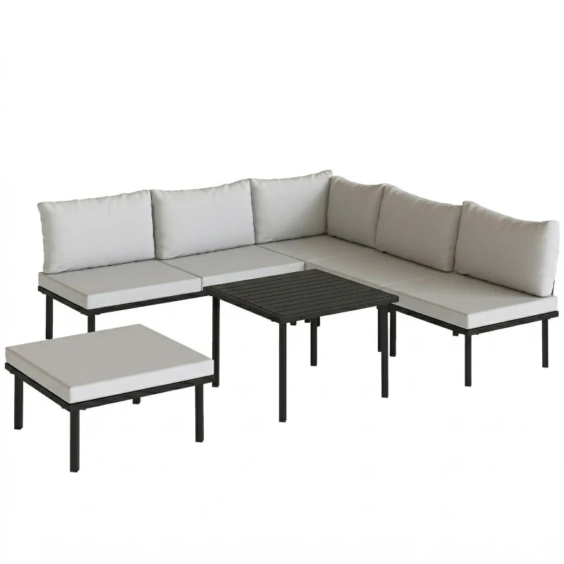 Nancy's Siniscola Loungeset - Tuinset - Lounge Set - Tuinmeubelset - 6-Delig - Grijs / Zwart