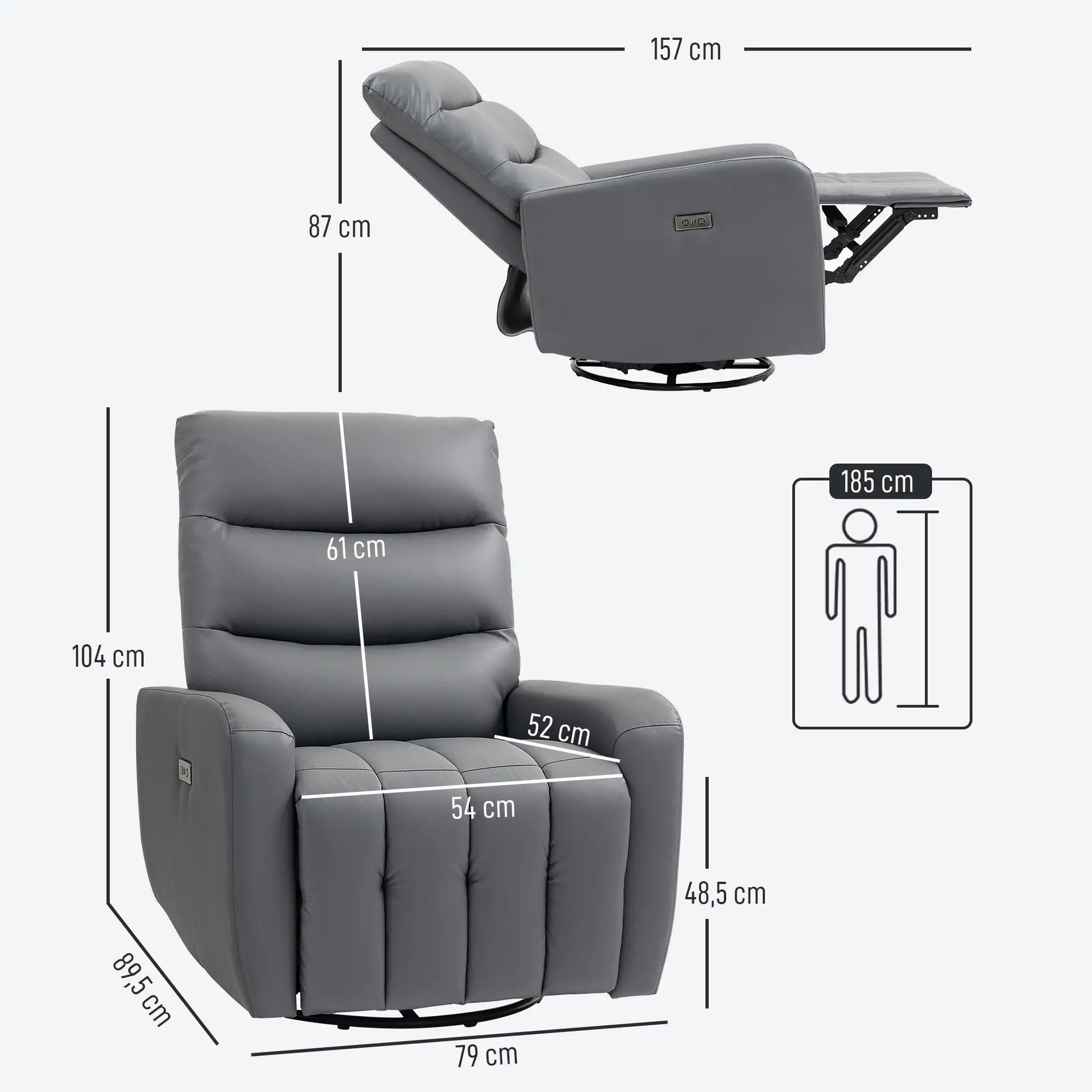 Nancy's Claviere Relaxfauteuil - Loungestoel - Relaxstoel - Verstelbaar / Draaibaar / Schommelend - Grijs - Kunstleer