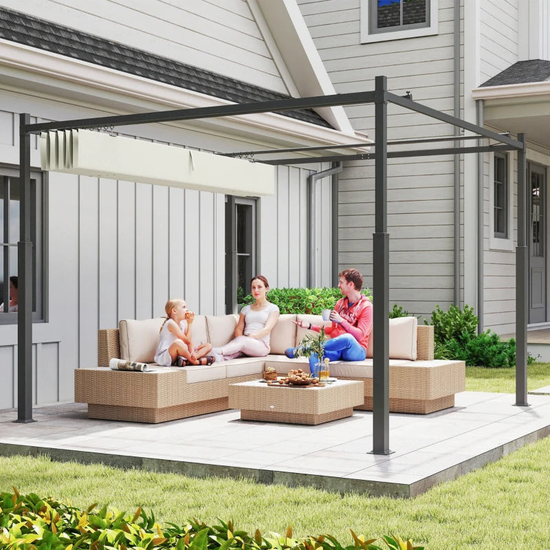 Nancy's Sulzano Pergola - Tuinpaviljoen - Uitschuifbare luifel - UV-Bescherming - Crèmewit - ± 300 x 300 x 230 cm