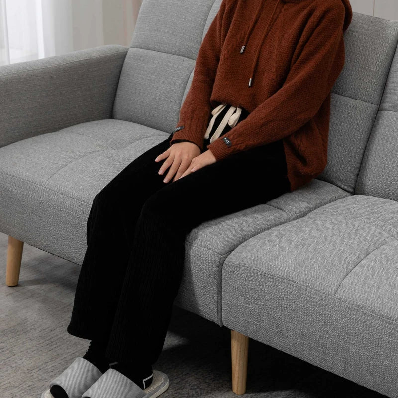 Nancy's Pomaretto Slaapbank - Logeerbank - 2-Zits - Grijs - Linnenlook