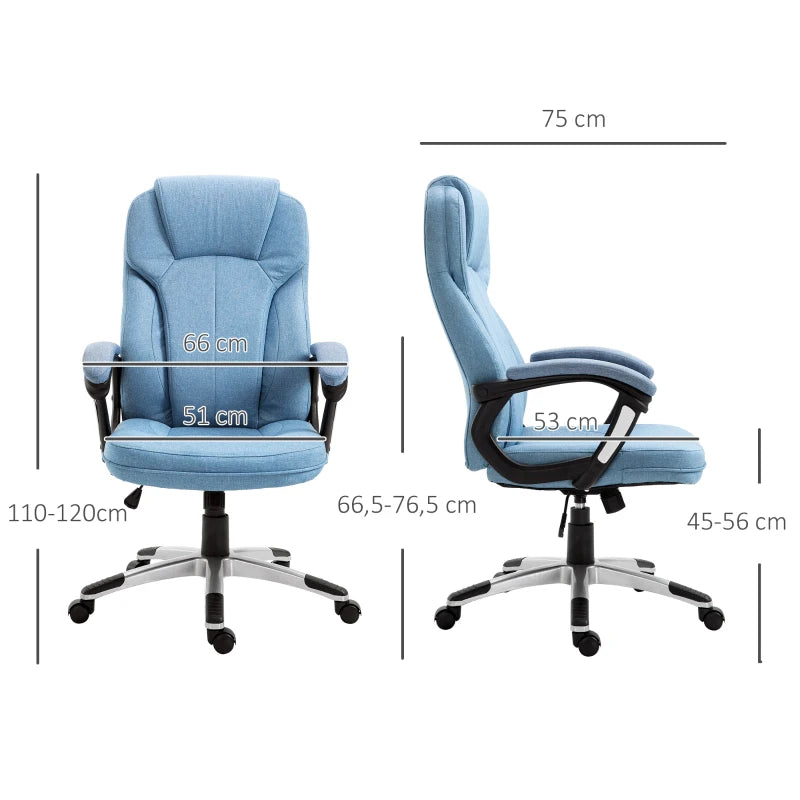 Nancy's Traves Bureaustoel - Kantoorstoel - Draaibaar - Ergonomische rugleuning - Blauw - Linnen