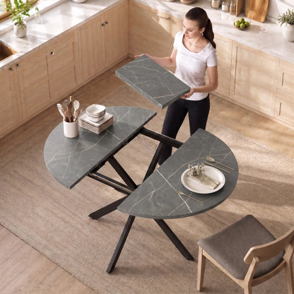 Nancy's Tossicia Eettafel Ovaal - Uitschuifbare eettafel - Tafel ovaal - Zwart - MDF / Staal