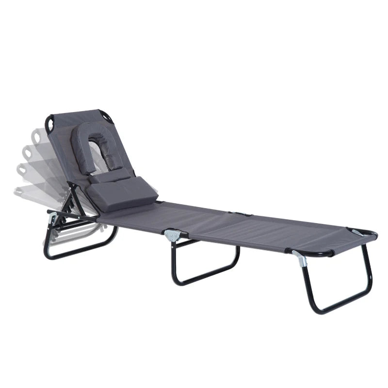 Nancy's Caparica Lounger - Lit lounge - Lit de plage - Pliable - Gris