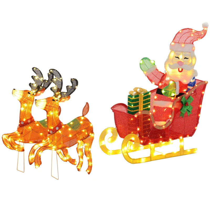 Nancy's Tendais Kerstman op Slee met Rendieren - Kerstverlichting - Kerstdecoratie voor Buiten - Lichtgevende Kerstman 