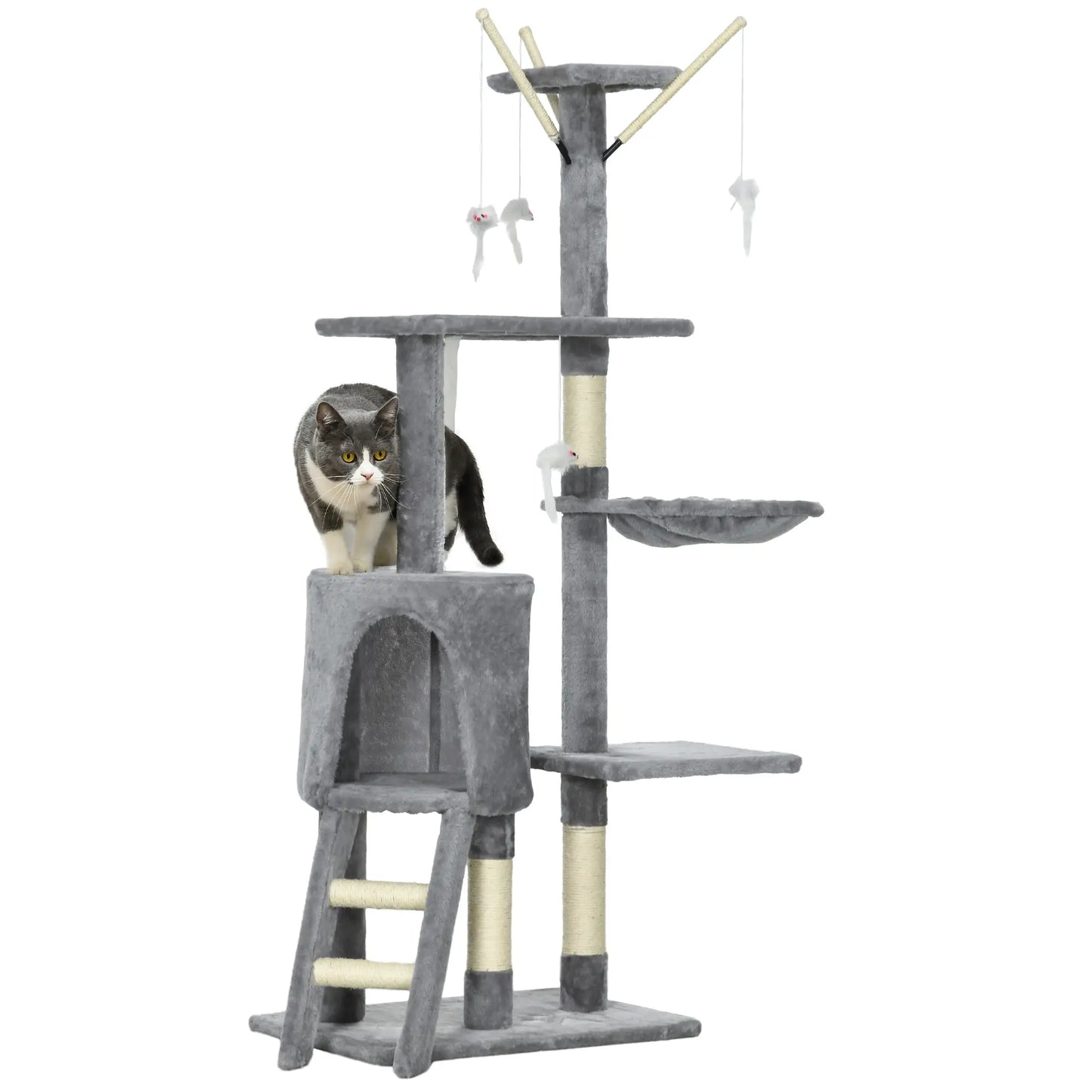Nancy's Frassilongo Krabpaal - Kattenboom - Grijs - Pluche - ± 50 x 35 x 135 cm