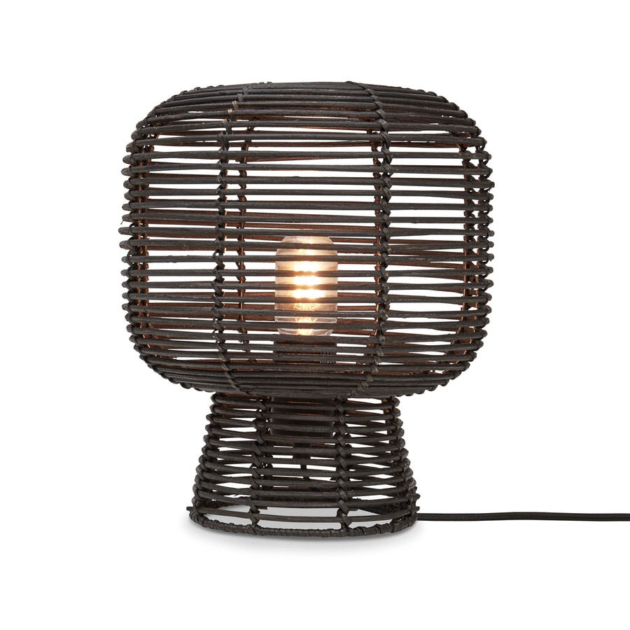 Nancy's Bitaraes Tafellamp - Tafelverlichting - Rotan - Zwart - Ø 27 x 30 cm