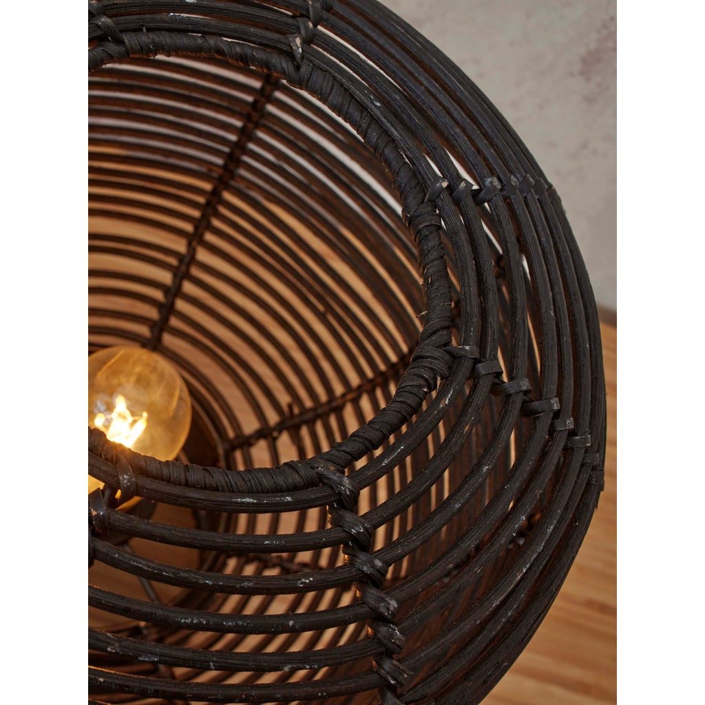 Nancy's Bitaraes Tafellamp - Tafelverlichting - Rotan - Zwart - Ø 27 x 30 cm