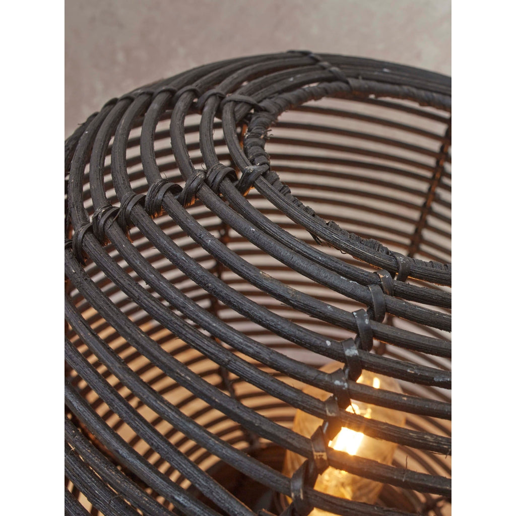 Nancy's Bitaraes Tafellamp - Tafelverlichting - Rotan - Zwart - Ø 27 x 30 cm
