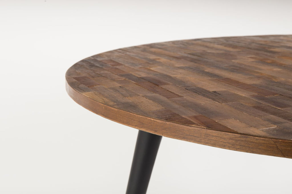 Nancy's Cunhos Eettafel Rond - Eetkametafel - Teakhout - Bruin / Zwart - Ø 110 cm