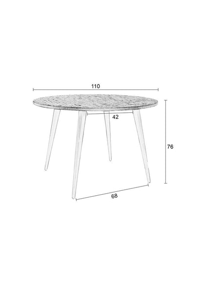 Nancy's Cunhos Eettafel Rond - Eetkametafel - Teakhout - Bruin / Zwart - Ø 110 cm
