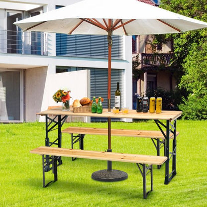 Nancy's Terrenho Biertafel - Campingtafel - Picknicktafel - Kampeertafel - Hout - ± 170 x 50 x 75-105 cm