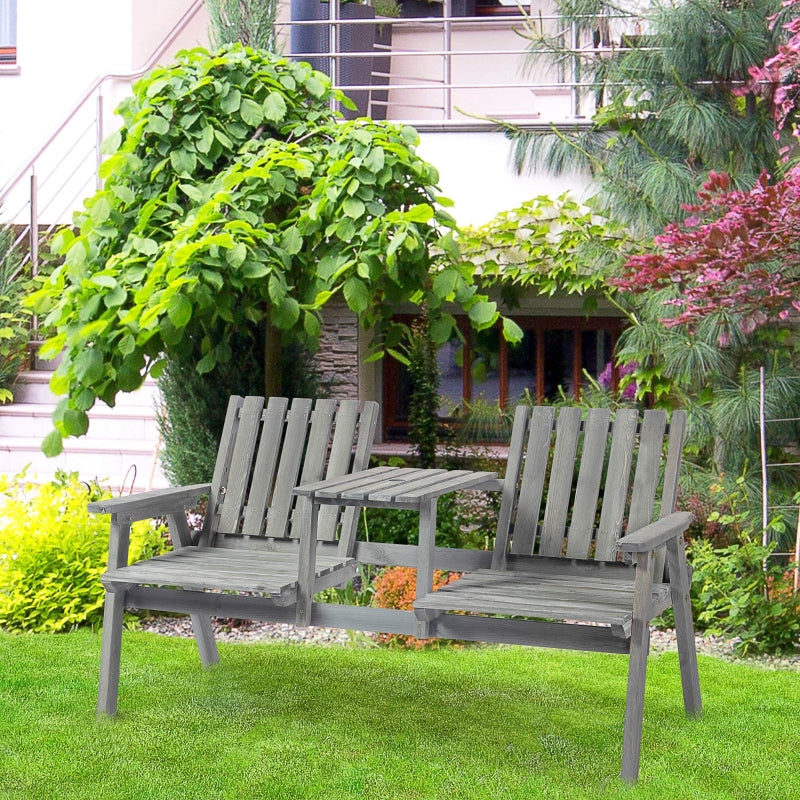 Banc de jardin Annan de Nancy avec table - Ensemble de jardin - Gris - Pin