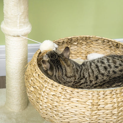 Nancy's Serapicos Krabpaal - Kattenbed - Speelbal - Pluche - Beige/Créme wit - ± 50 x 50 x 70 cm