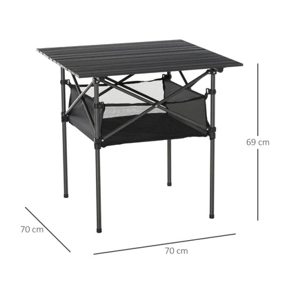 Nancy's Toledo Picknicktafel - Campingtafel - 2-in-1 - Zwart - ± 70 x 70 x 70 cm