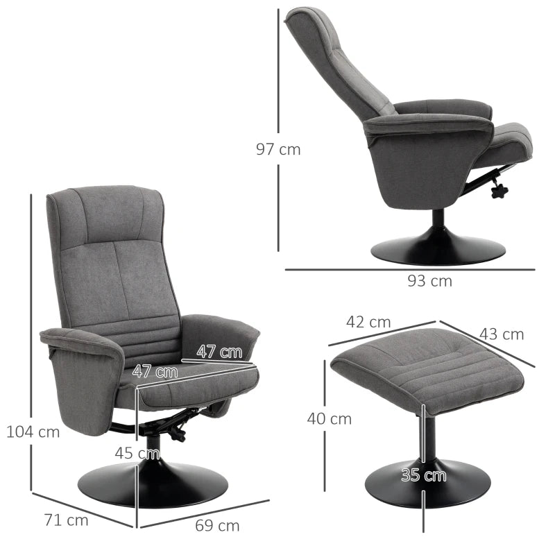 Nancy's Estevao Relaxfauteuil - Relaxstoel - Ligstoel - Draaibaar - Verstelbare Rugleuning - Donkergrijs - Fluweel / Staal