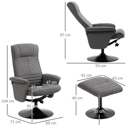 Nancy's Estevao Relaxfauteuil - Relaxstoel - Ligstoel - Draaibaar - Verstelbare Rugleuning - Donkergrijs - Fluweel / Staal