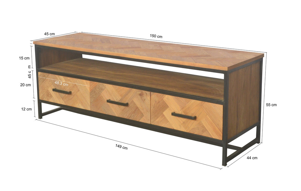 Nancy's Mangualde TV Meubel - TV Kast - Teakhout - 45 x 150 x 50 cm