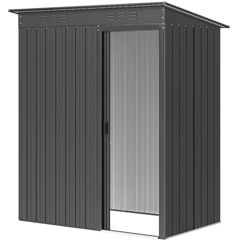 Nancy's Pula Opbergschuur - Tuinschuur - Gereedschapsschuur - Grijs - Staal - ± 160 x 105 x 165/181 cm