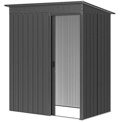 Nancy's Pula Opbergschuur - Tuinschuur - Gereedschapsschuur - Grijs - Staal - ± 160 x 105 x 165/181 cm