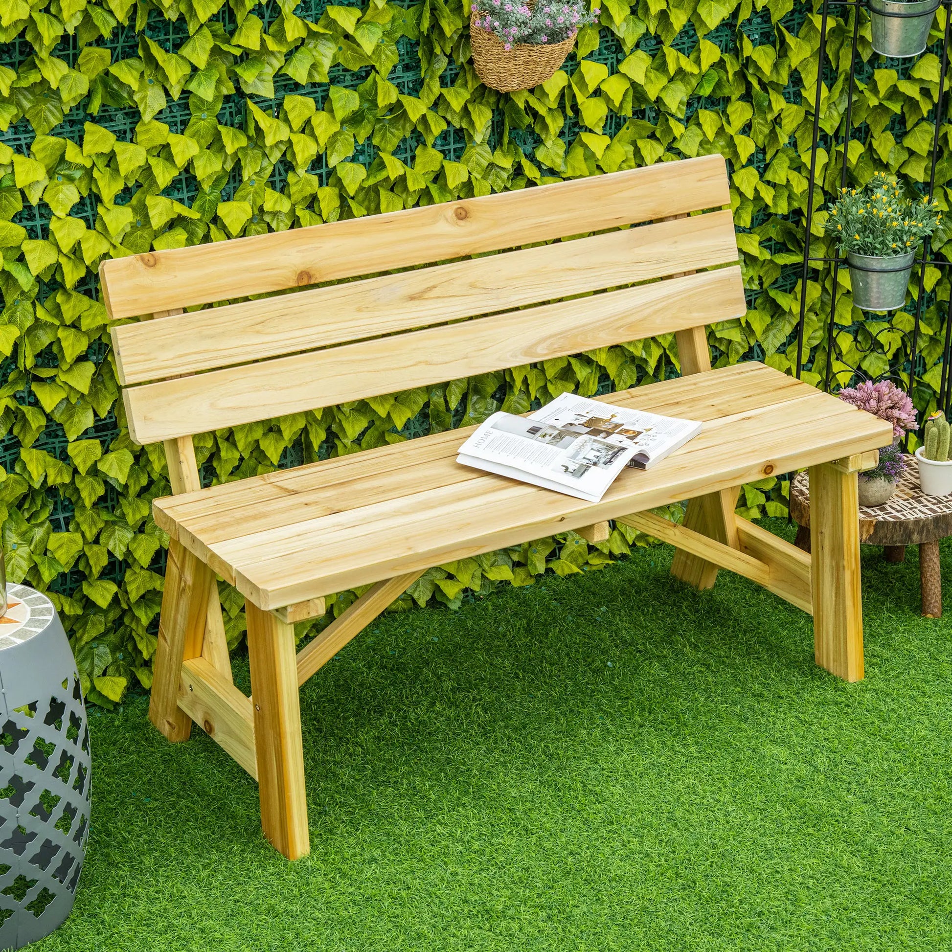 Nancy's Fabro Tuinbank - Parkbank - Balkonbank - Natuurlijk - Dennenhout - ± 115 x 55 x 80 cm
