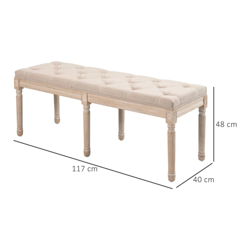 Nancy's Ardesio Bankje - Gangbankje - Zitbankje - Vintage - Beige - ± 120 x 40 x 50 cm