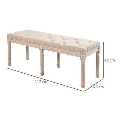 Nancy's Ardesio Bankje - Gangbankje - Zitbankje - Vintage - Beige - ± 120 x 40 x 50 cm