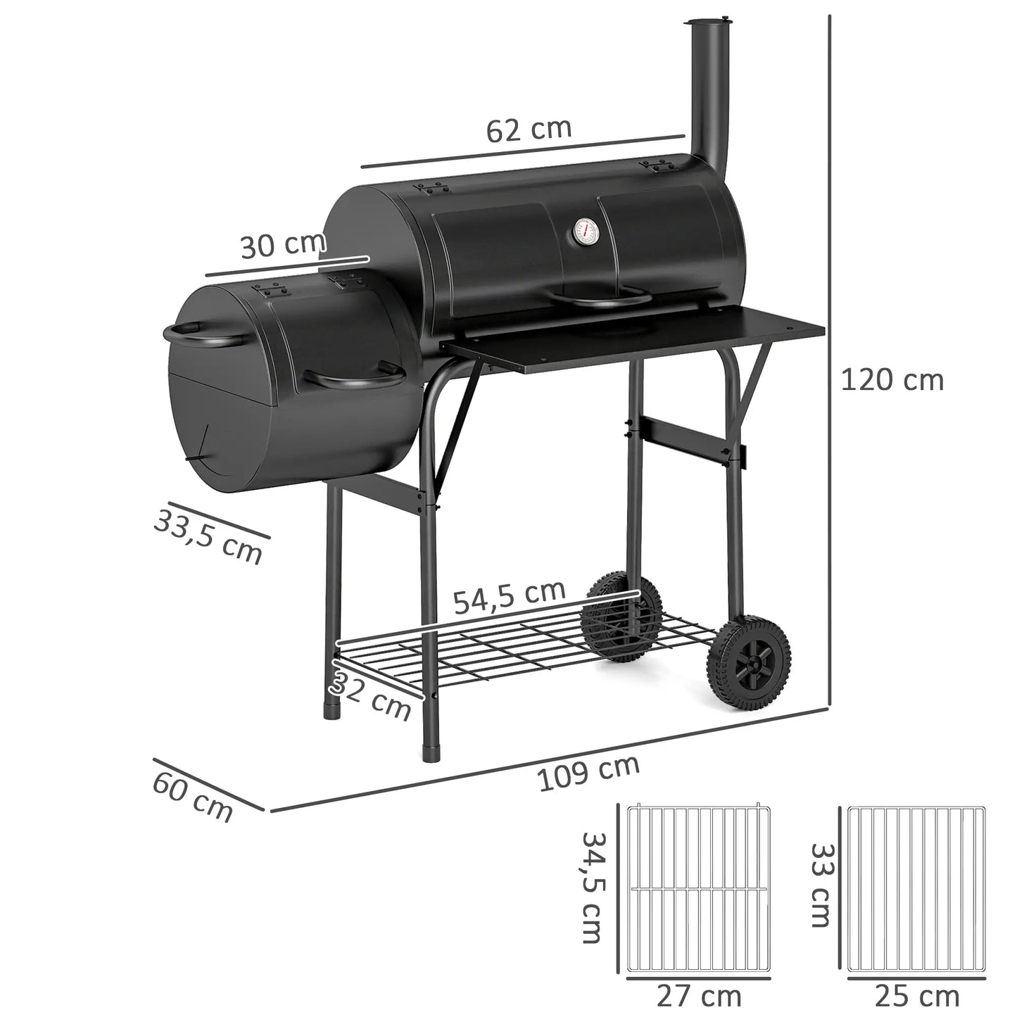 Nancy's Courmayeur Barbecue - BBQ - Houtskoolbarbecue - Met Thermometer - Zwart