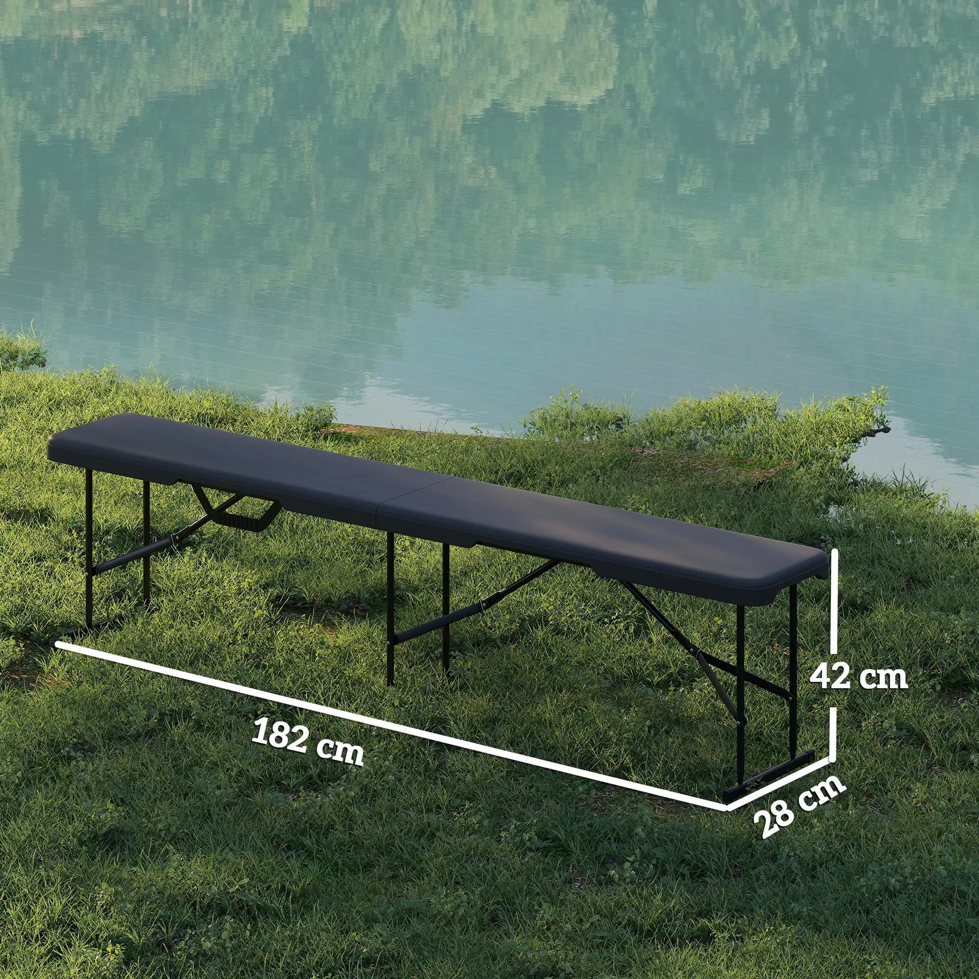 Nancy's Faver Picknickbank - Campingbank - Set van 2 - Zwart - ± 180 x 30 x 40 cm